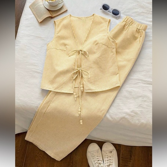 Pants - Yellow Striped Women’s Two piece set